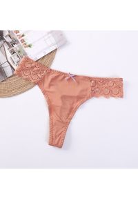 Intica - Majtki z koronką na biodrach z kokardką Ainikki. Kolor: beżowy. Materiał: koronka. Wzór: koronka