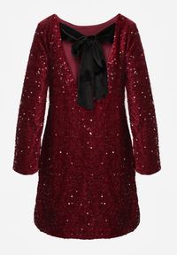 Born2be - Czerwona Cekinowa Sukienka z Odkrytymi Plecami i Wiązaniem Diadina. Kolor: czerwony. Materiał: futro, elastan, wiskoza. Wzór: aplikacja. Styl: elegancki, wizytowy #7