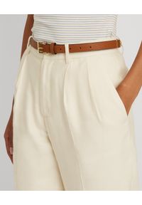 Lauren Ralph Lauren - LAUREN BY RALPH LAUREN - Lniane spodnie z zakładkami. Stan: podwyższony. Kolor: biały. Materiał: len #4