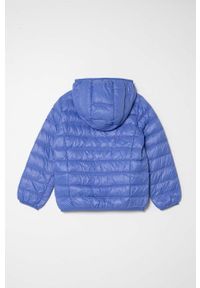 EA7 Emporio Armani kurtka puchowa dziecięca kolor niebieski. Okazja: na co dzień. Typ kołnierza: kaptur. Kolor: niebieski. Materiał: puch. Styl: casual #2