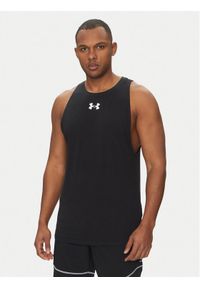 Under Armour Tank top Zone 1361901 Czarny Loose Fit. Kolor: czarny. Materiał: bawełna, syntetyk