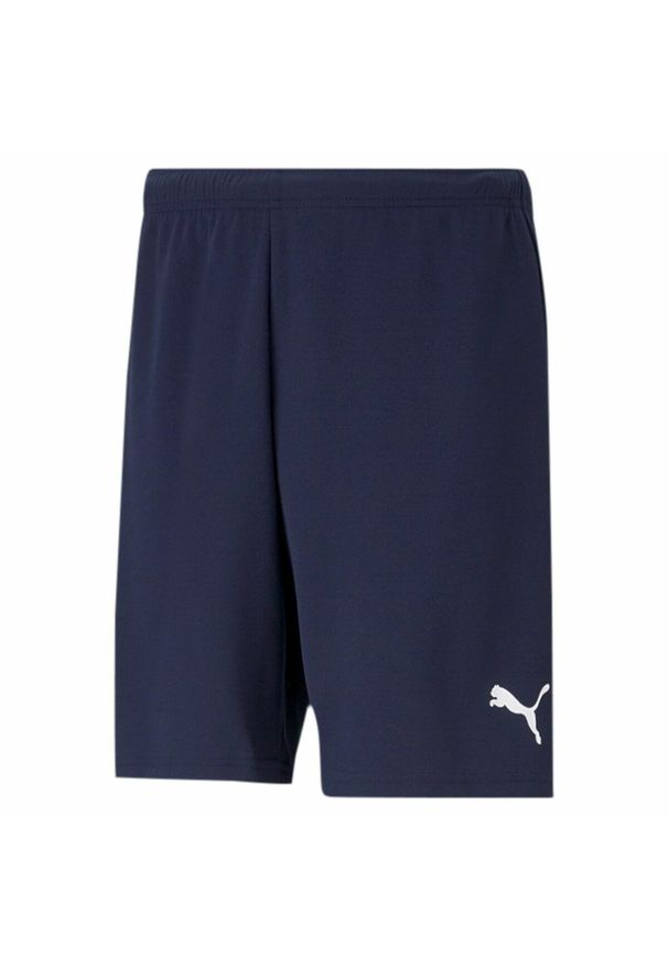 Puma Teamrise Krótkie Niebieskie Krótkie Spodnie Dorosłych. Kolor: biały, wielokolorowy, niebieski. Materiał: poliester. Długość: krótkie