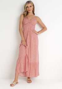 Born2be - Różowa Rozkloszowana Sukienka Bawełniana na Ramiączkach Ruweida. Kolor: różowy. Materiał: bawełna. Długość rękawa: na ramiączkach. Sezon: lato. Typ sukienki: rozkloszowane #5
