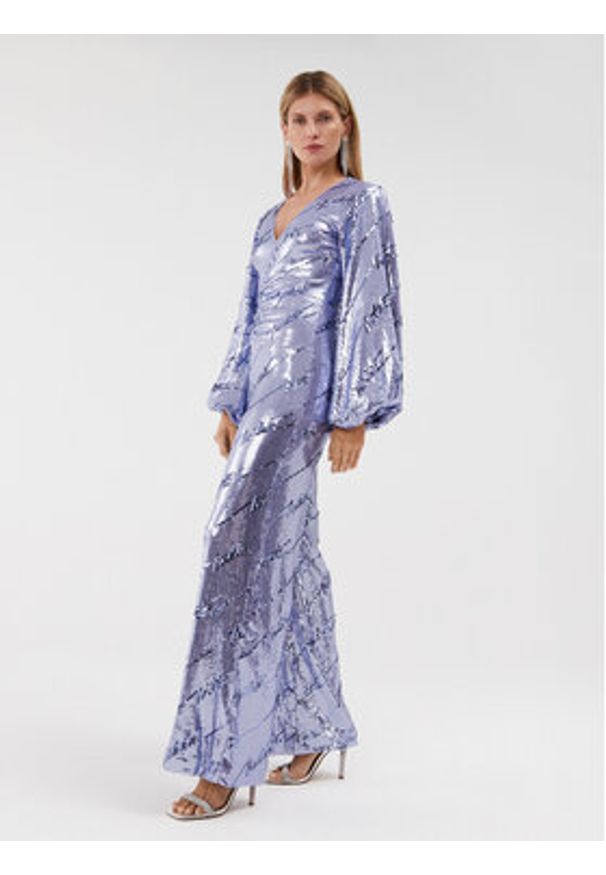 ROTATE Kombinezon Sequins Jumpsuit 1114532846 Fioletowy Regular Fit. Kolor: fioletowy. Materiał: syntetyk