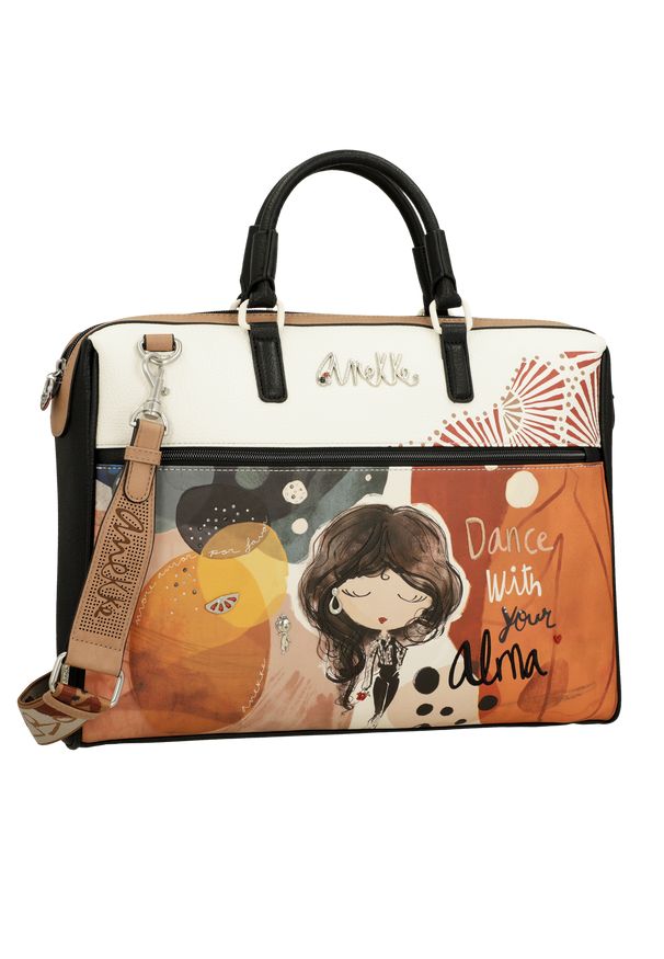 Pomarańczowa Torba Na Laptopa Anekke Stylowa Aktówka Damska. Kolor: pomarańczowy. Wzór: aplikacja. Styl: elegancki