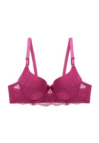 Intica - Biustonosz push-up z usztywnieniem i subtelnymi zdobieniami Veritchka. Kolor: czerwony. Materiał: tkanina. Rodzaj stanika: push-up. Wzór: aplikacja