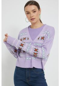 Noisy may - Noisy May kardigan damski kolor fioletowy lekki. Kolor: fioletowy. Materiał: dzianina #4