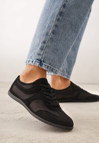 Born2be - Czarne Sneakersy Typu Tenisówki z Siateczkowymi Wstawkami Corigoria. Okazja: na co dzień. Kolor: czarny. Materiał: jeans #6