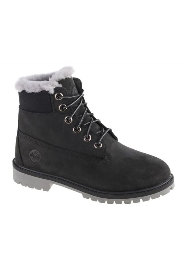 Buty Timberland Premium 6 In Wp Shearling Boot Jr 0A41UX czarne. Okazja: na co dzień. Zapięcie: sznurówki. Kolor: czarny. Materiał: nubuk, skóra, guma