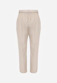 Renee - Beżowe Spodnie High Waist o Fasonie Cygaretek z Paskiem ze Sprzączką Glaclea. Stan: podwyższony. Kolor: beżowy. Styl: elegancki #4