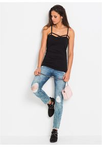 bonprix - Top z mieszanki bawełny (2 szt.). Kolor: czarny. Materiał: bawełna. Długość rękawa: na ramiączkach #2