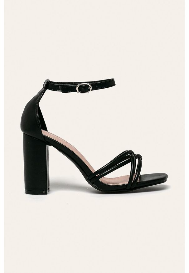 ANSWEAR - Answear - Sandały Ideal Shoes. Zapięcie: klamry. Kolor: czarny. Materiał: syntetyk, materiał, skóra ekologiczna. Wzór: gładki. Obcas: na obcasie. Wysokość obcasa: średni