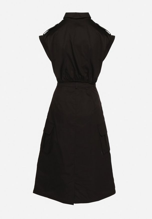 Born2be - Czarny Komplet Utility z Krótką Koszulą Bez Rękawów i Spónicą z Kieszeniami Cargo Kelpa. Kolor: czarny