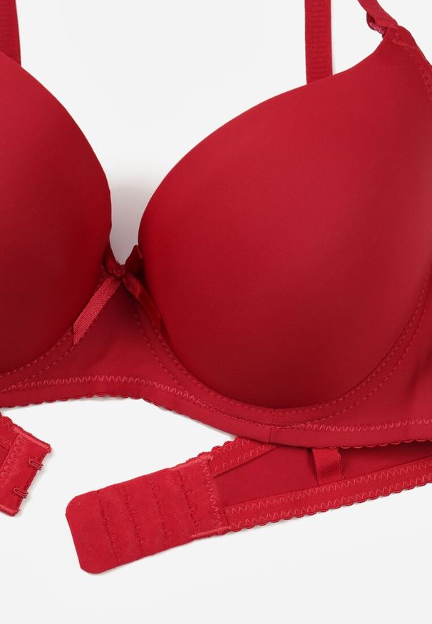 Renee - Bordowy Gładki Biustonosz o Klasycznym Fasonie Arriethia. Kolor: czerwony. Wzór: gładki