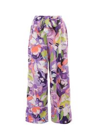 Born2be - Fioletowe Spodnie Avagana. Kolor: fioletowy. Długość: długie. Wzór: nadruk, paski, kolorowy #2