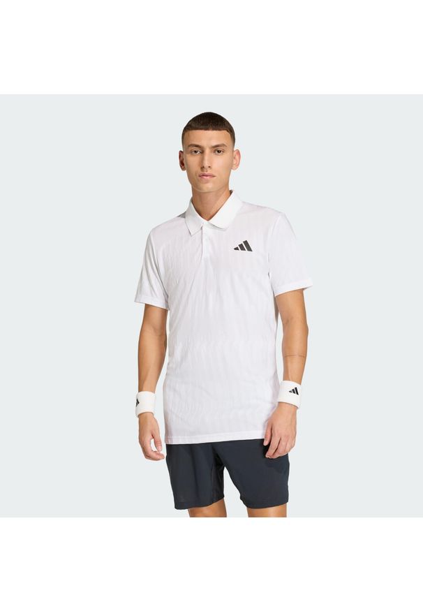 Adidas - Koszulka Polo Tenisowa Climacool+ Airchill Freelift. Typ kołnierza: polo. Kolor: biały. Materiał: materiał. Technologia: ClimaCool (Adidas). Sport: tenis