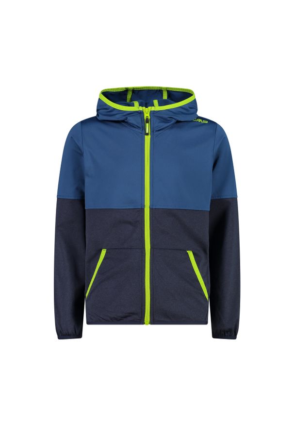 Kurtka z kapturem dla dziecka CMP. Typ kołnierza: kaptur. Kolor: niebieski. Materiał: softshell. Styl: sportowy