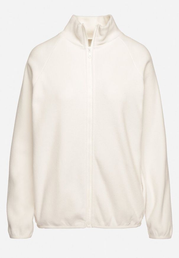 Born2be - Jasnobeżowa Bluza na Suwak o Prostym Kroju ze Stójką i Kieszeniami Esamira. Okazja: na co dzień. Typ kołnierza: kołnierzyk stójkowy. Kolor: beżowy. Materiał: jeans. Długość rękawa: długi rękaw. Długość: długie. Styl: casual, elegancki