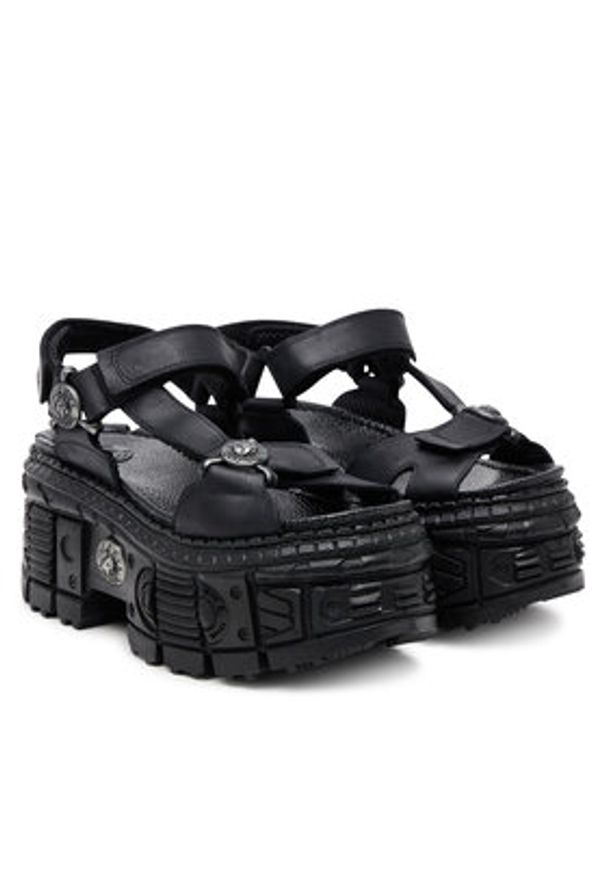 NEW ROCK Sandały M-BIOS130-C7 Czarny. Kolor: czarny. Materiał: skóra. Styl: rockowy