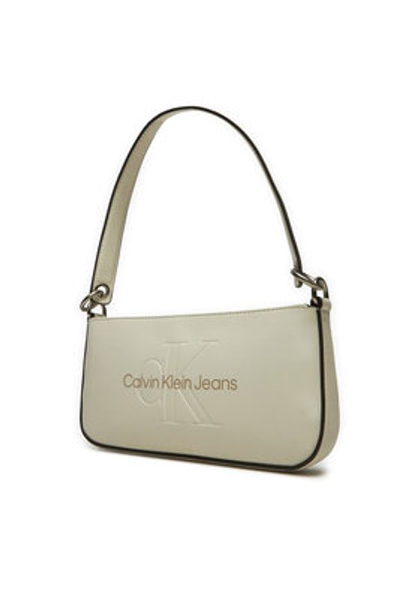 Calvin Klein Jeans Torebka Sculpted Shoulder Pouch25 Mono K60K610679 Beżowy. Kolor: beżowy. Materiał: skórzane