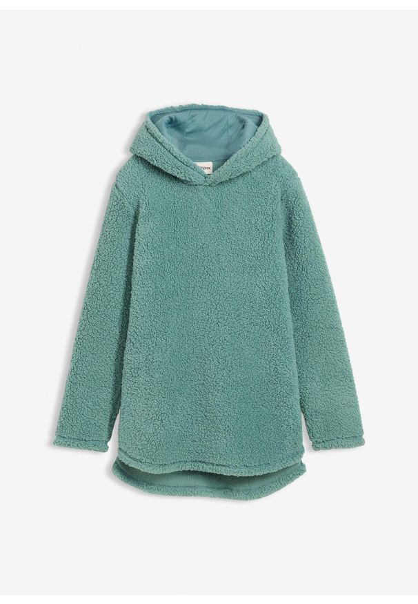 bonprix - Bluza z polaru. Typ kołnierza: kaptur. Kolor: zielony. Materiał: polar