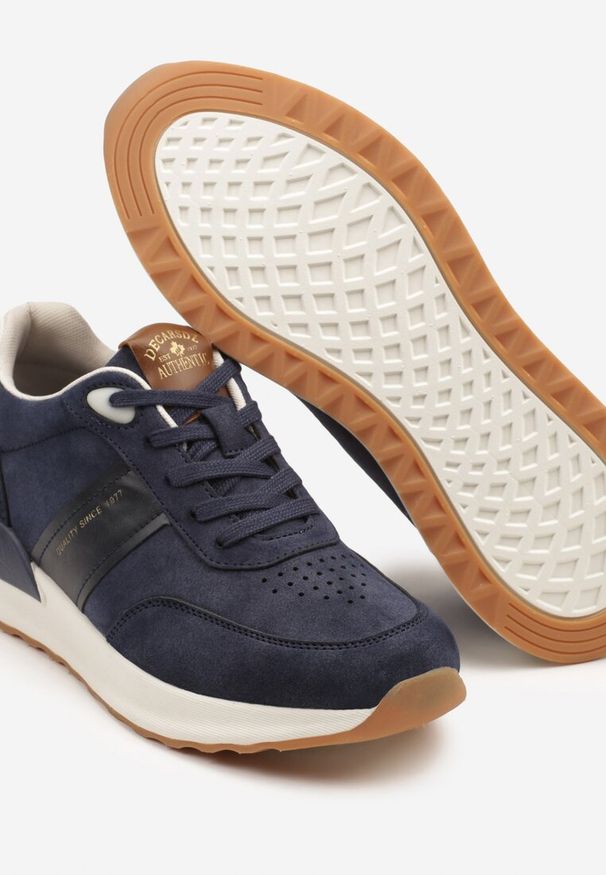 Born2be - Granatowe Buty Sportowe Sneakersy z Ozdobnym Napisem Zaliadne. Kolor: niebieski. Wzór: napisy