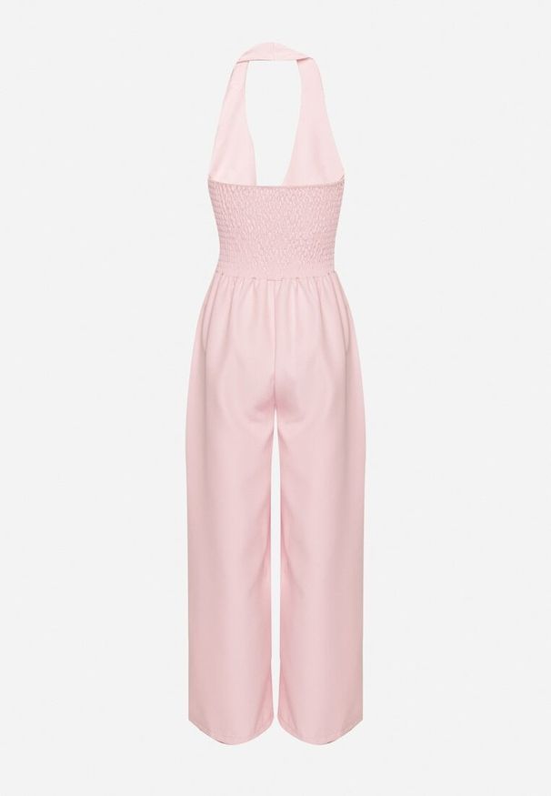 Born2be - Różowy Kombinezon Taliowany Ozdobiony Guzikami Niladwenna. Kolor: różowy. Wzór: aplikacja. Styl: elegancki