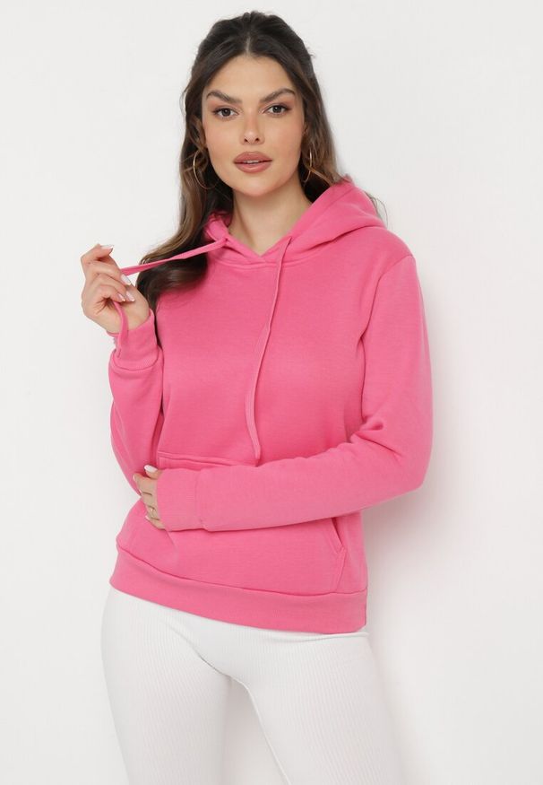 Born2be - Różowa Bluza z Kapturem Kasseia. Typ kołnierza: kaptur. Kolor: różowy. Materiał: polar, dzianina. Styl: klasyczny