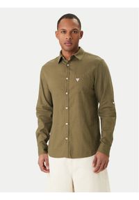 Guess Koszula F6GH06 WG3L0 Zielony Regular Fit. Kolor: zielony. Materiał: len #1