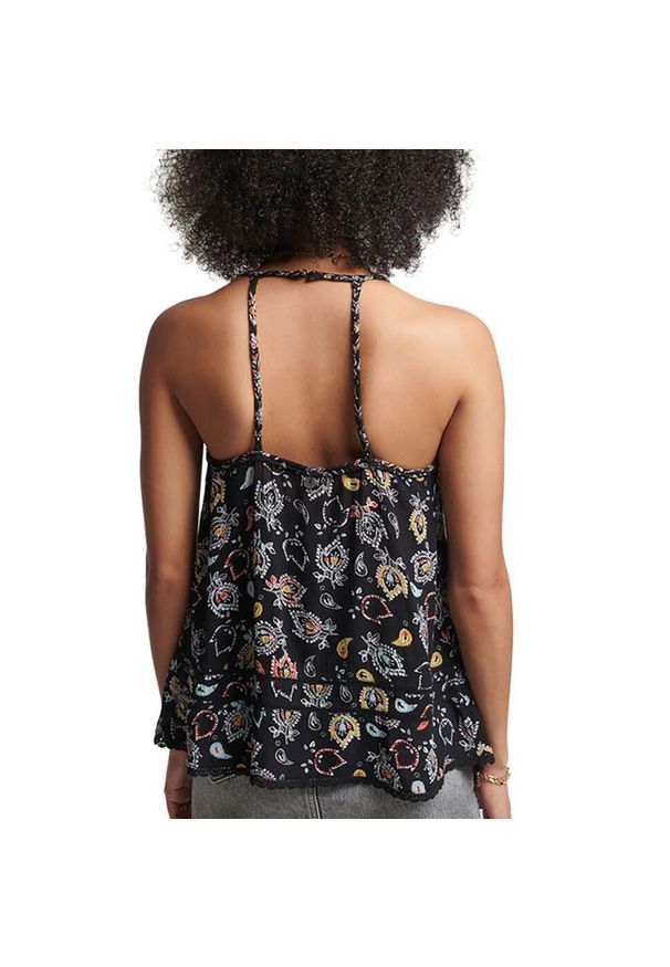 Superdry - Bluzka sportowa damska SuperDry Vintage Beach Cami Top. Kolor: czarny. Materiał: wiskoza