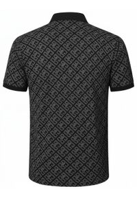 Bawełniana, Męska Koszulka Polo - Pako Jeans - Czarna, Wzór. Okazja: na co dzień. Typ kołnierza: polo. Kolor: czarny. Materiał: bawełna. Styl: casual #7