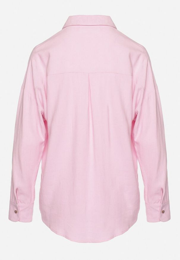 Born2be - Różowa Koszula z Lnu i Wiskozy o Klasycznym Fasonie Calypia. Okazja: na co dzień. Typ kołnierza: kołnierzyk klasyczny. Kolor: różowy. Materiał: len, wiskoza. Długość rękawa: długi rękaw. Długość: długie. Styl: klasyczny