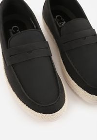 Born2be - Czarne Półbuty Typu Mokasyny Ozdobione Plecionką Thalalin. Okazja: na co dzień. Kolor: czarny. Materiał: jeans. Wzór: aplikacja. Styl: klasyczny, casual, elegancki #5