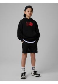 4f - 4F Bluza dresowa loose z kapturem chłopięca - czarna 122/128 (6-8 lat). Okazja: na co dzień, na uczelnię. Typ kołnierza: kaptur. Kolor: czarny. Materiał: dresówka. Sezon: lato. Styl: casual, klasyczny #2
