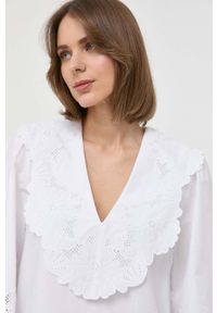 TwinSet - Twinset bluzka bawełniana damska kolor biały. Okazja: na co dzień. Kolor: biały. Materiał: bawełna. Długość rękawa: długi rękaw. Długość: długie. Wzór: haft. Styl: casual #3