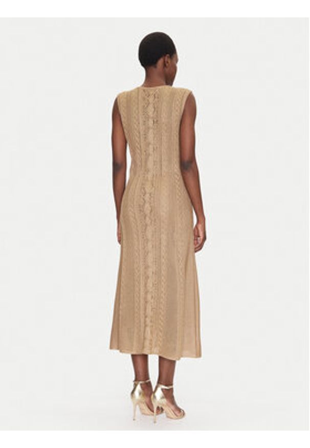 Luisa Spagnoli Sukienka dzianinowa Canape 58675 Beżowy Regular Fit. Kolor: beżowy. Materiał: wiskoza