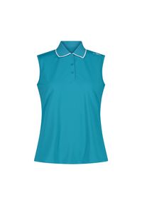 Damski tank top CMP. Typ kołnierza: polo. Kolor: niebieski, wielokolorowy, zielony. Długość rękawa: bez rękawów #1