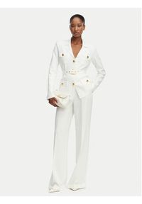 Elisabetta Franchi Marynarka MK-10B-62E2-V600 Kremowy Slim Fit. Kolor: kremowy. Materiał: poliamid #5