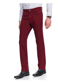 TOP SECRET - Spodnie gładkie slim fit. Kolor: czerwony. Wzór: gładki. Sezon: wiosna. Styl: klasyczny, elegancki #1