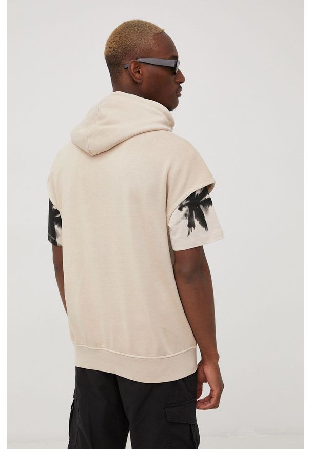 Jack & Jones kamizelka bawełniana męska kolor beżowy z kapturem gładka. Typ kołnierza: kaptur. Kolor: beżowy. Materiał: bawełna. Wzór: gładki