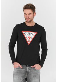 Guess - GUESS Czarny longslevee Original Logo Tee. Kolor: czarny