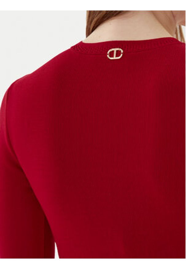 TwinSet - TWINSET Sukienka dzianinowa 252TP3040 Czerwony Slim Fit. Kolor: czerwony. Materiał: wiskoza, syntetyk