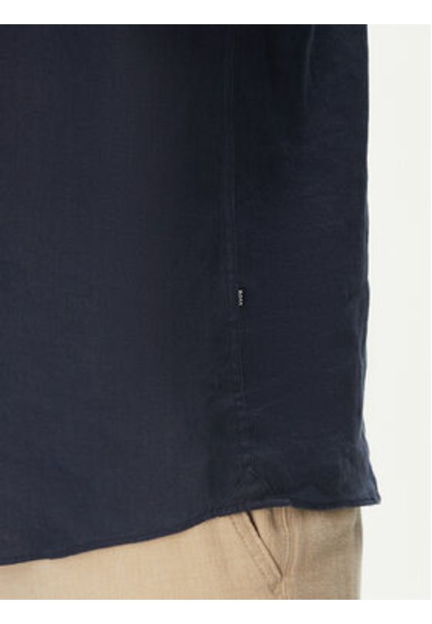 BOSS Koszula H-Roan 50539352 Granatowy Slim Fit. Kolor: niebieski. Materiał: len