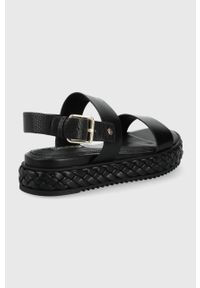 Aldo sandały Merorel damskie kolor czarny na platformie. Zapięcie: klamry. Kolor: czarny. Materiał: materiał, guma. Wzór: gładki. Obcas: na platformie