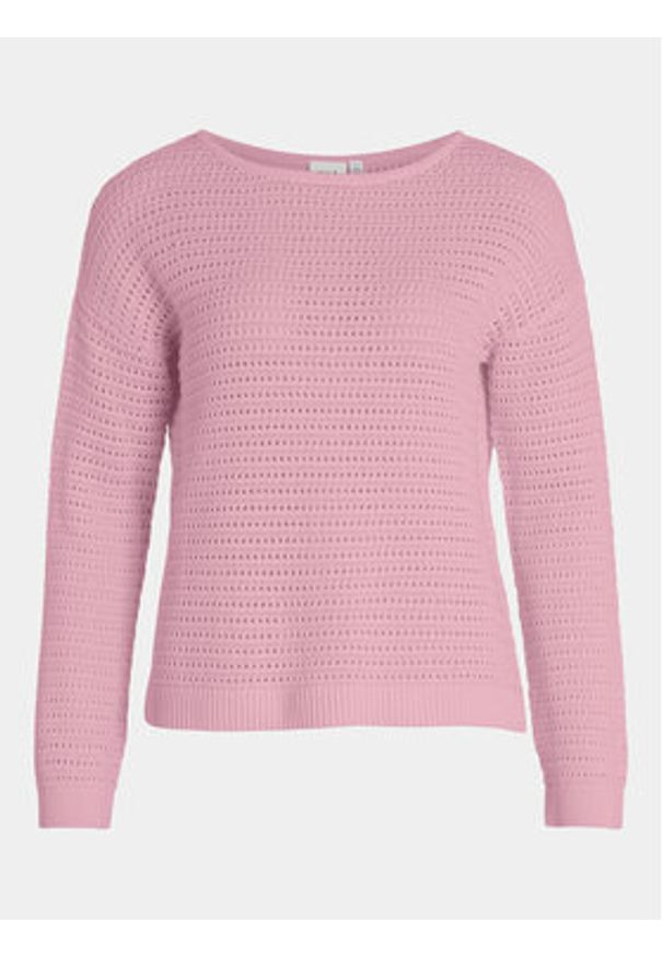 Vila Sweter Bellisina 14089578 Różowy Regular Fit. Kolor: różowy. Materiał: bawełna