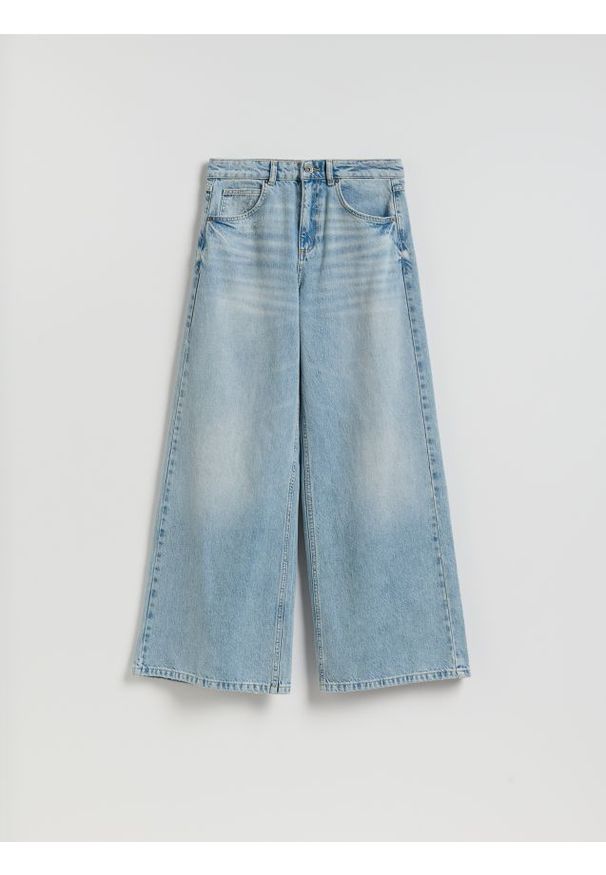 Reserved - Jeansy wide leg - niebieski. Kolor: niebieski