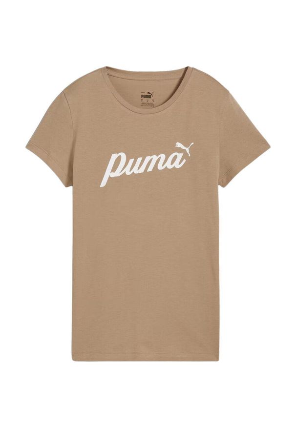Koszulka sportowa damska Puma ESS Script. Kolor: biały, wielokolorowy, beżowy. Długość rękawa: krótki rękaw. Długość: krótkie