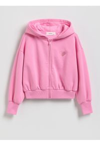 Reserved - Rozpinana bluza z haftem - różowy. Kolor: różowy. Materiał: bawełna. Wzór: haft #1