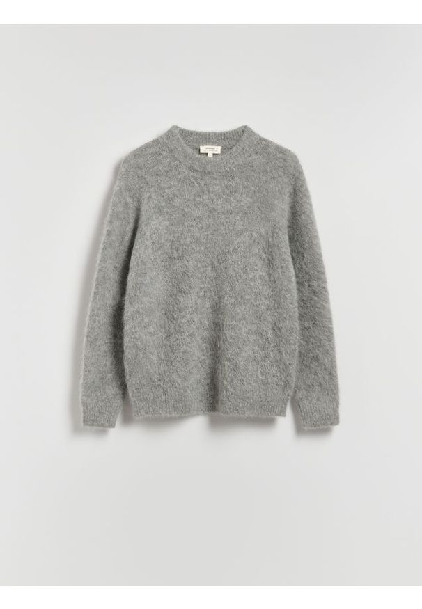 Reserved - Sweter z wełny i alpaki - ciemnoszary. Kolor: szary. Materiał: wełna