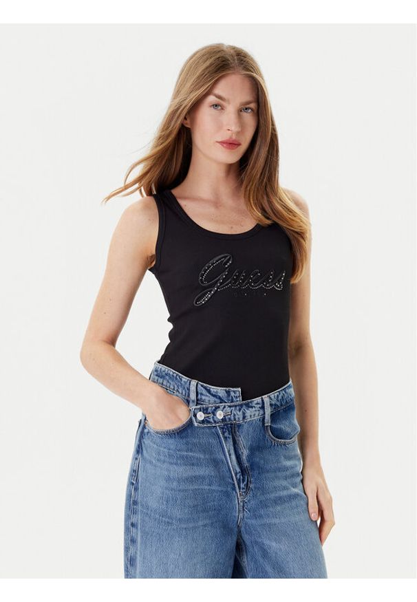 Guess Top W5YP00 KCXJ2 Czarny Regular Fit. Kolor: czarny. Materiał: syntetyk